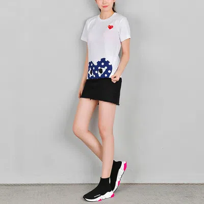 Comme Des Garçons Play (wmns) Comme Des Garcons Play Polka Dot Half Heart Tee 'white Blue'