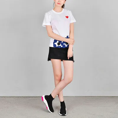 Comme Des Garçons Play (wmns) Comme Des Garcons Play Polka Dot Half Heart Tee 'white Blue'