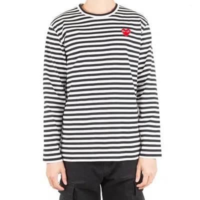 Comme Des Garçons Play Omme Des Garcons Play Single Heart Stripe T Shirt In Black