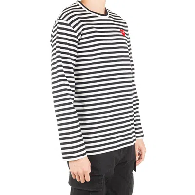 Comme Des Garçons Play Omme Des Garcons Play Single Heart Stripe T Shirt In Black