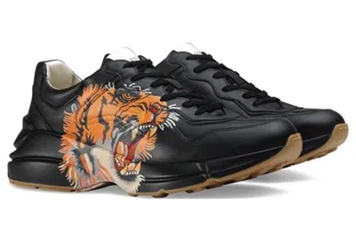 Gucci Rhyton Leather 'tiger Print' In Black