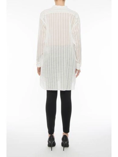Shop Saint Laurent Oversized Shirt Dress In Shell|bianco
