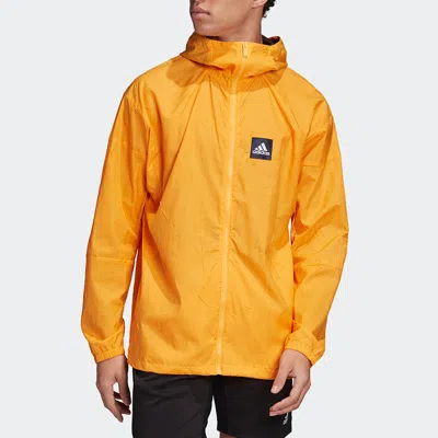 Adidas Originals Adidas Zipper Casual Sports Hooded Jacket Yellow