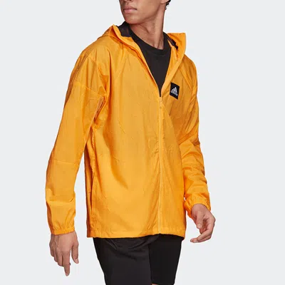 Adidas Originals Adidas Zipper Casual Sports Hooded Jacket Yellow