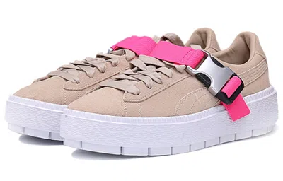 Puma (wmns)  Fenty X Platform Trace Buckle 'cement Pink' In Brown