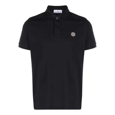 Stone Island Mens Black Brand-patch Regular-fit Stretch-cotton Polo Shirt Xl