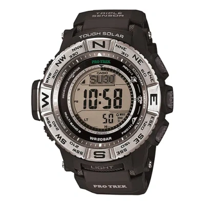 Casio Pro Trek Series 200 Meter Waterproof Solar Energy Numeric Watch Solar Powered In Black