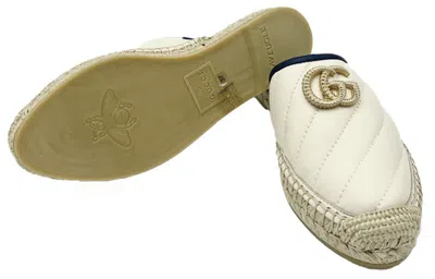 Gucci (wmns)  Leather Espadrilles With Double G Slides 'white' In Neutral