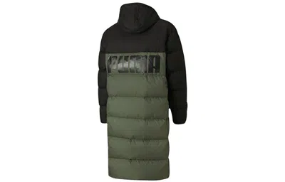 Puma Long Oversized Down Jacket 'green Black' In Multi