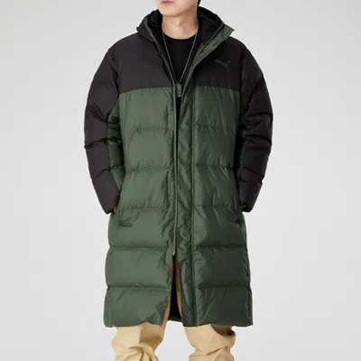 Puma Long Oversized Down Jacket 'green Black' In Multi
