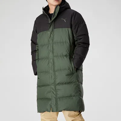 Puma Long Oversized Down Jacket 'green Black' In Multi