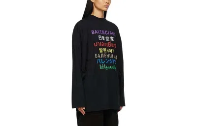 Balenciaga Languages Crew Neck Knit Sweater 'black Multicolor'