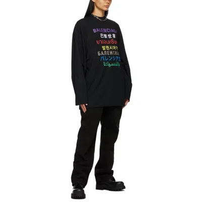Balenciaga Languages Crew Neck Knit Sweater 'black Multicolor'