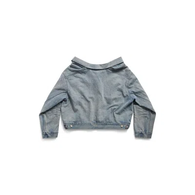 Balenciaga Collared Regular Jacket Long Sleeves Pockets In Blue