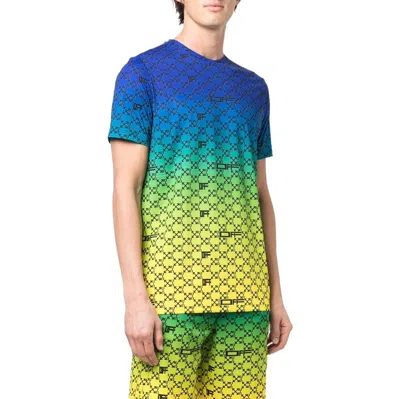Off-white Ss22 Alphabet Geometry Pattern Full Print Gradient Short Sleeve Blue In Multi