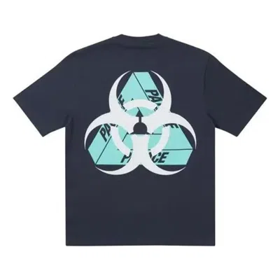 Palace Bio Hazard Navy Triangle Back Pattern Logo Short Sleeve Unisex Navy Blue In Blue