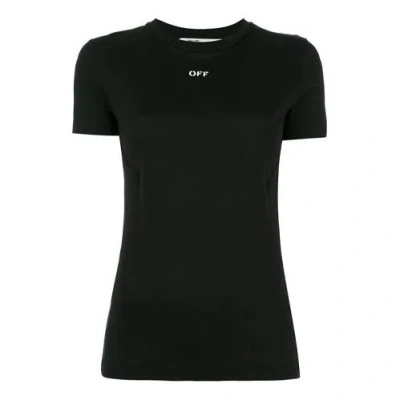 Off-white Off White Slim Fit Ribbed T Shirt For In Black