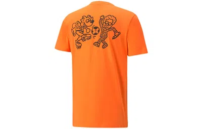 Puma X Mr Doodle Relaxed Tee Printing Short Sleeve Flame Orange In Orange