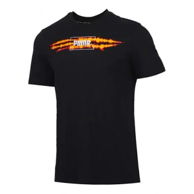 Puma Printed Sports Short Sleeve Tee Black In Black