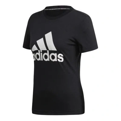 Adidas Originals (wmns) Adidas Logo Alphabet Printing Sports Short Sleeve Black In Black