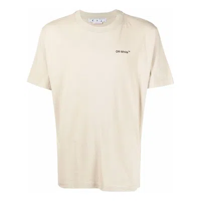 Off-white Ss22 Logo Round Neck Pullover Short Sleeve Loose Fit Khaki In Neutral
