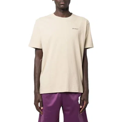 Off-white Ss22 Logo Round Neck Pullover Short Sleeve Loose Fit Khaki In Neutral
