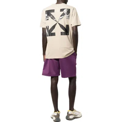 Off-white Ss22 Logo Round Neck Pullover Short Sleeve Loose Fit Khaki In Neutral