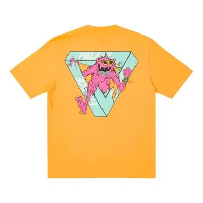 Palace X M-zone Crossover Small Tri-ferg Pattern Cartoon Short Sleeve Unisex Orange In Yellow