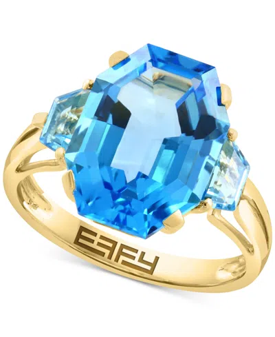 Effy Collection Effy Blue Topaz Octagon & Trapezoid Baguette Statement Ring (9 Ct. T.w.) In 14k Gold