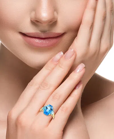 Effy Collection Effy Blue Topaz Octagon & Trapezoid Baguette Statement Ring (9 Ct. T.w.) In 14k Gold