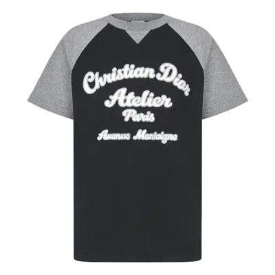 Dior Men's  Ss22 Alphabet Pattern Loose Short Sleeve Black T-shirt In Multi