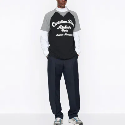 Dior Men's  Ss22 Alphabet Pattern Loose Short Sleeve Black T-shirt In Multi