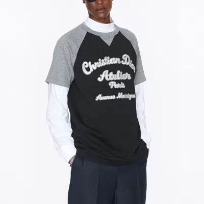 Dior Men's  Ss22 Alphabet Pattern Loose Short Sleeve Black T-shirt In Multi