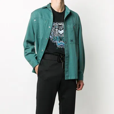 Kenzo Men's  Tiger Printing Short Sleeve Black In Black