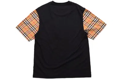 Burberry Black T-shirt With Check Pattern Sleeves Women In Black