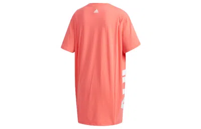 Adidas Originals (wmns) Adidas Side Large Alphabet Printing Short Sleeve Lens Pink In Pink