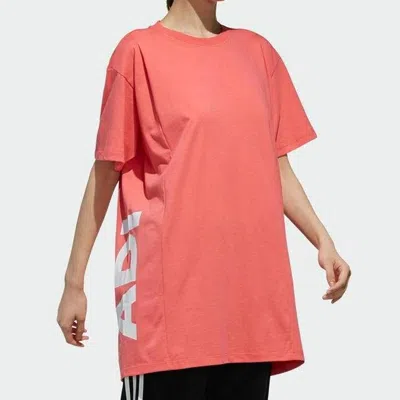 Adidas Originals (wmns) Adidas Side Large Alphabet Printing Short Sleeve Lens Pink In Pink