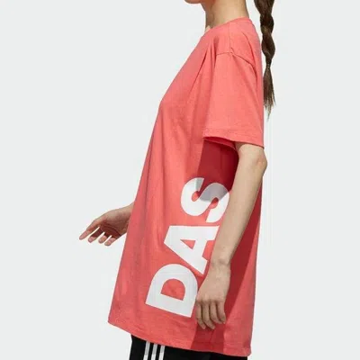 Adidas Originals (wmns) Adidas Side Large Alphabet Printing Short Sleeve Lens Pink In Pink