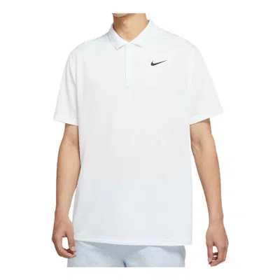 Nike Dri-fit Victory Logo Quick Dry Breathable Sports Short Sleeve Polo Shirt White In White