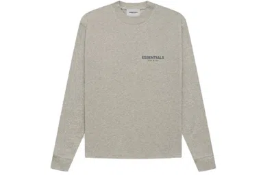 Essentials Fear Of God  Fw21 Long Sleeve Tee Dark Heather Oatmeal In Gray