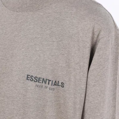 Essentials Fear Of God  Fw21 Long Sleeve Tee Dark Heather Oatmeal In Gray