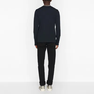 Dior Lettered Round Neck Pullover Sweater For Men Navy In Black