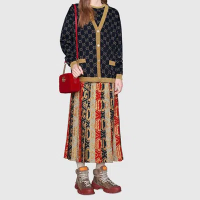 Gucci Gg Supreme Cotton & Lurex Knit Sweater In Blue,gold