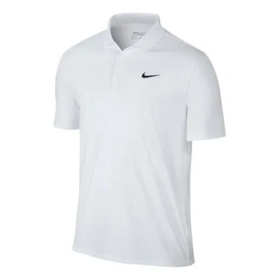 Nike Dri-fit Victory Logo Quick Dry Breathable Sports Short Sleeve Polo Shirt White In White