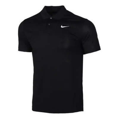 Nike Casual Breathable Solid Color Golf Short Sleeve Polo Shirt Black In Black