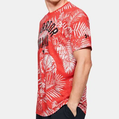 Under Armour Men's  Project Rock Aloha Camo Short Sleeve Red