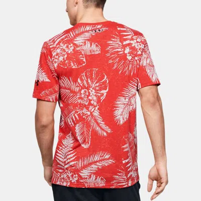 Under Armour Men's  Project Rock Aloha Camo Short Sleeve Red