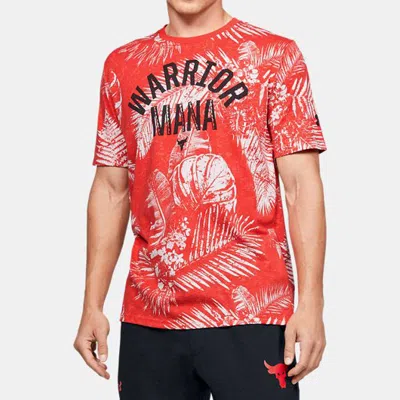 Under Armour Men's  Project Rock Aloha Camo Short Sleeve Red