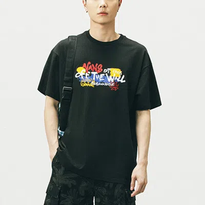Vans Graffiti Alphabet Cartoon Printing Sports Loose Short Sleeve Couple Style Black