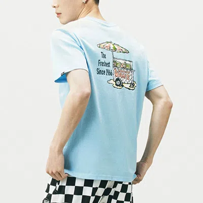 Vans Funny Printing Sports Round Neck Short Sleeve Couple Style Blue